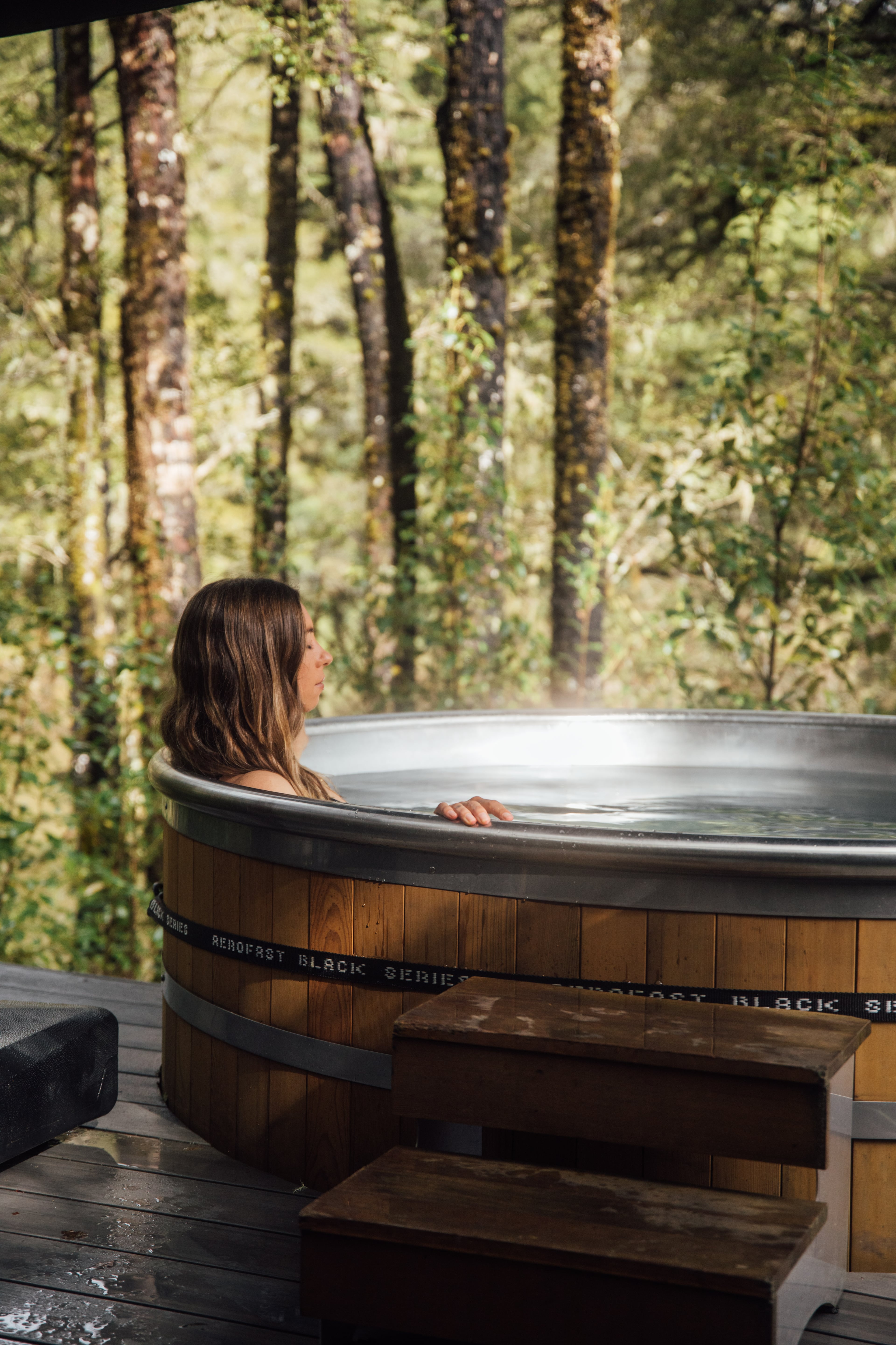 Relax and rejuvenate in our outdoor Stoked Hot Tub and two saunas. The Hot Tub and Infrared Sauna are located by the river amidst the forest to unwind and detox in complete privacy. 
