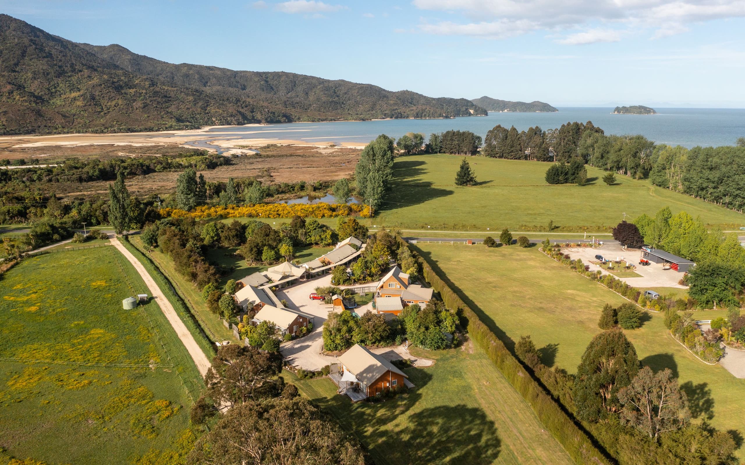 Abel Tasman Lodge aerial by Roady