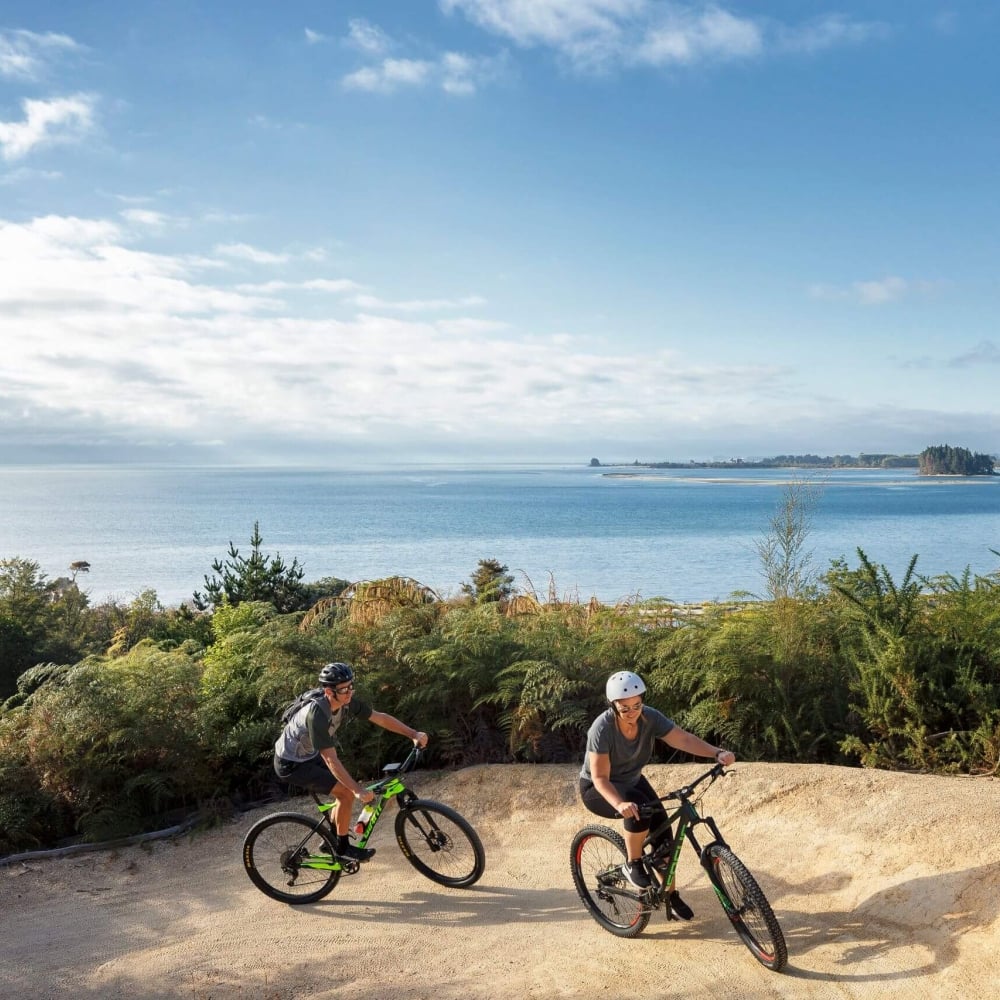 Experience the sparkling coastal scenic journey along Tasman's Great Taste Trail in Kaiteriteri.