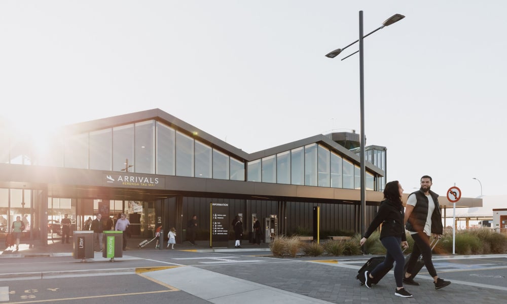 Zero carbon couple arriving Nelson Airport