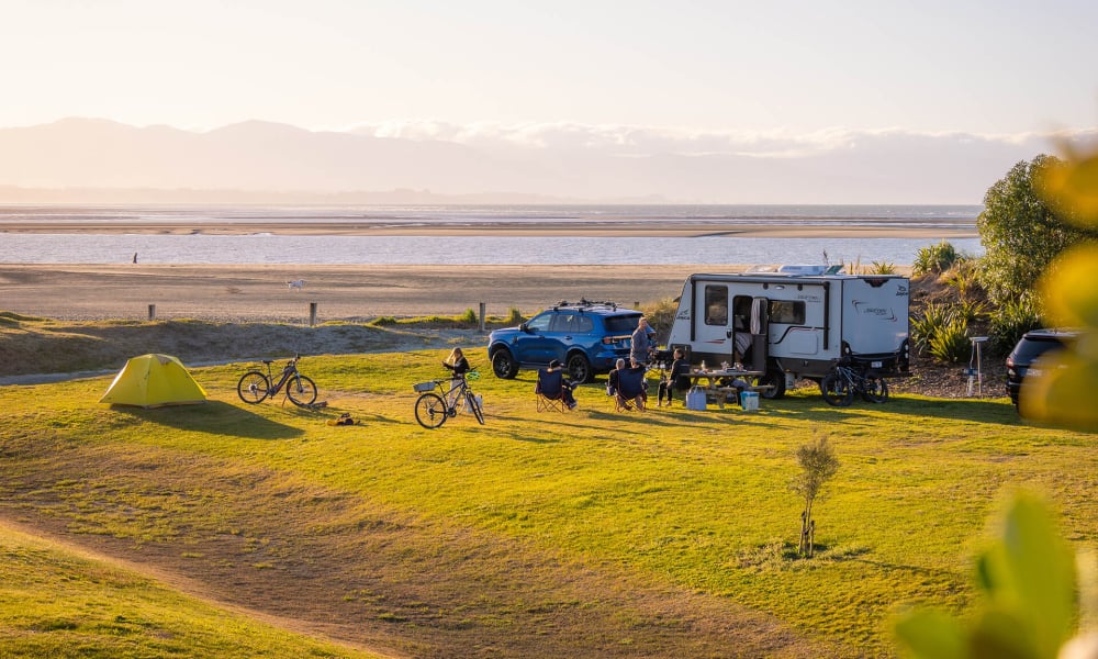 Bikes welcome at the ever-popular Tāhuna Beach Holiday Park.