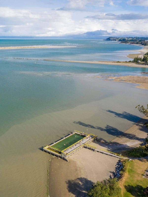Nelson Tasman region's only saltwater baths lie on the Motueka foreshore.