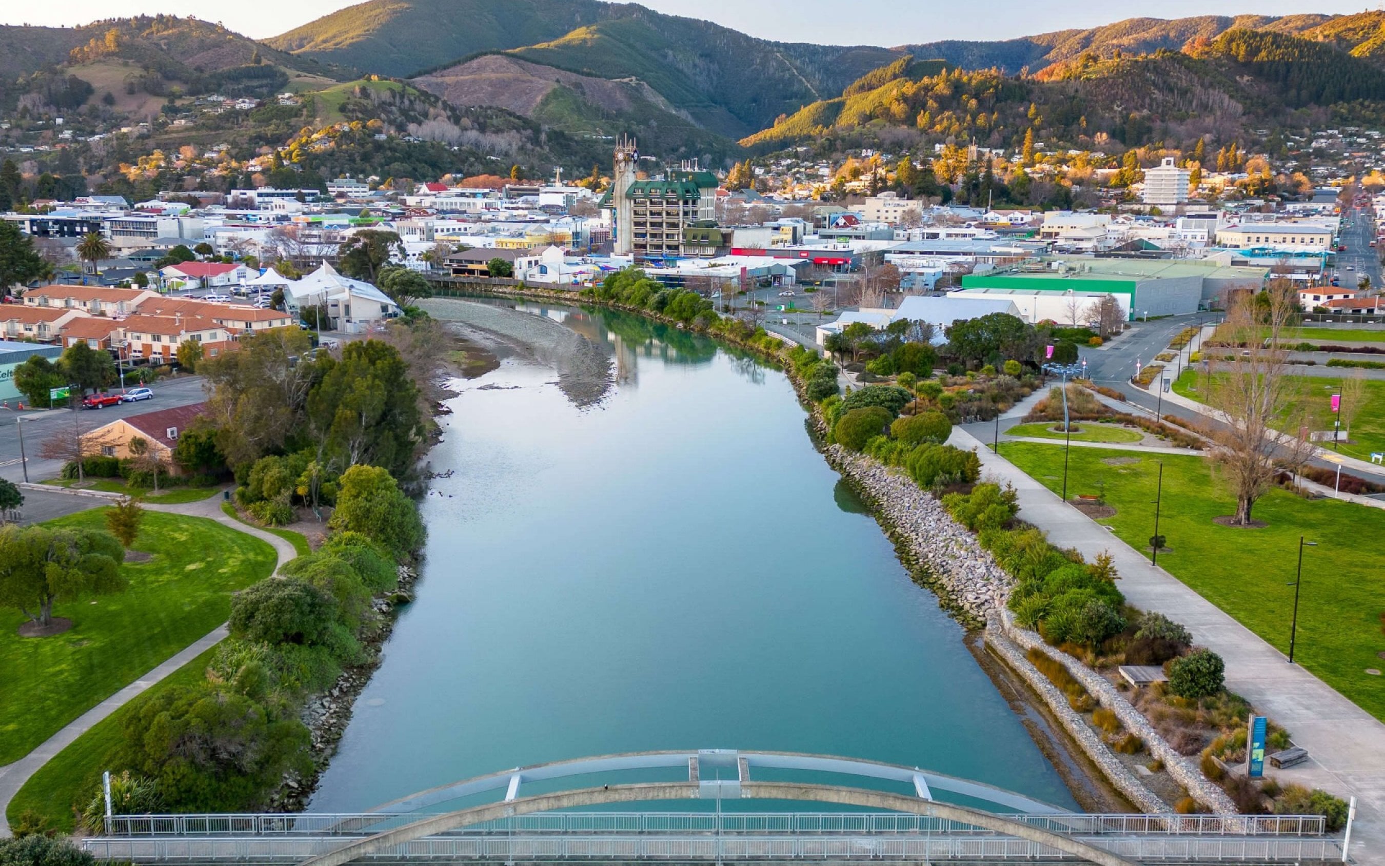 View of Nelson City along Maitai River