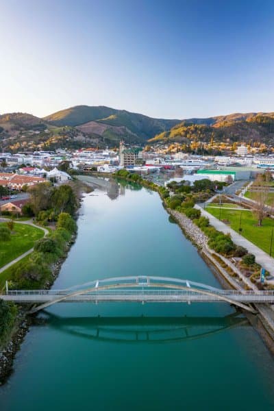 View of Nelson City along Maitai River