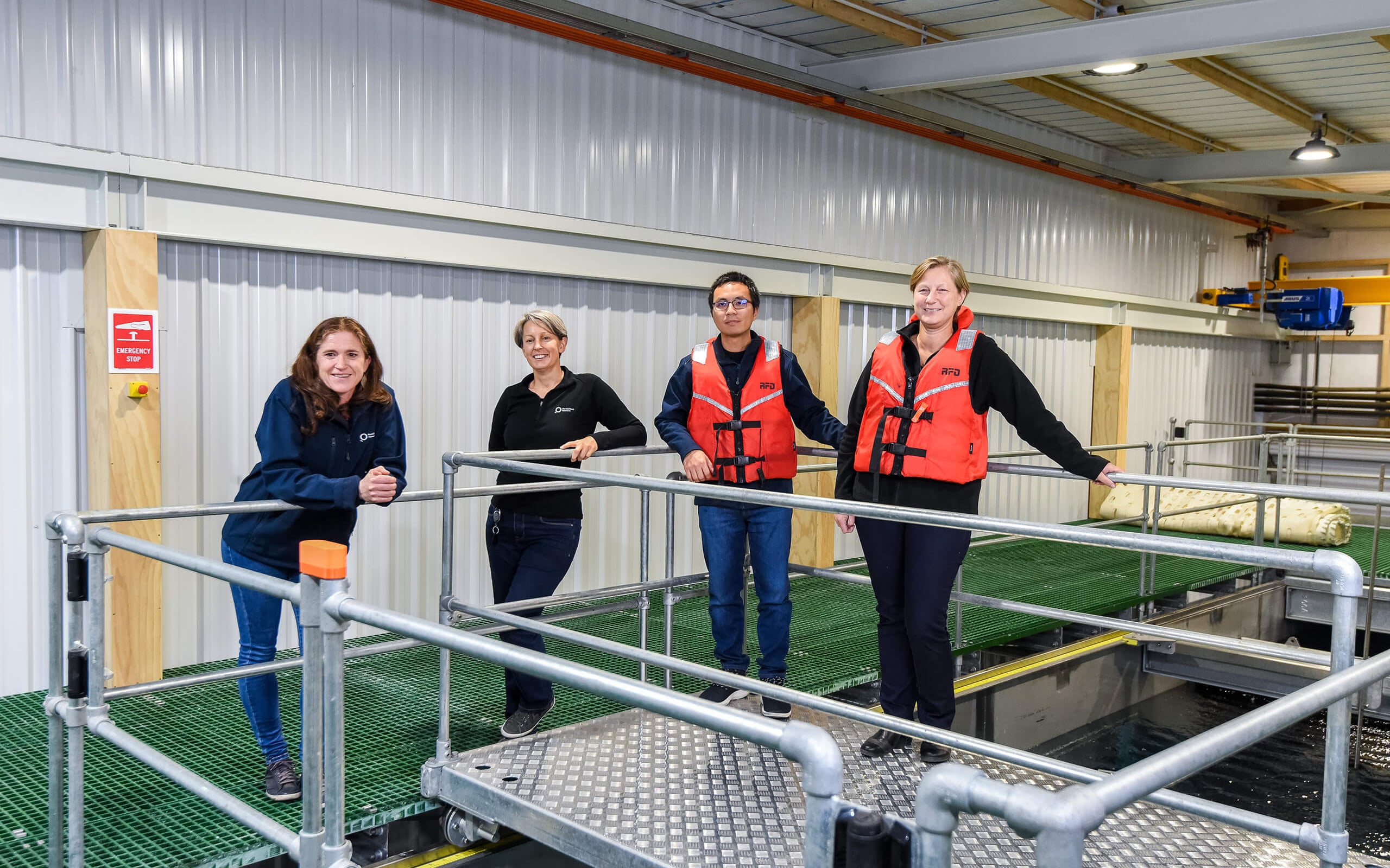 Pictured from left to right are Helen Palmer, General Manager Science of the Seafood Technologies portfolio; Dr Louise Kregting, Senior Scientist; Si Thu Paing, Research Engineer; and Dr Suzy Black, Senior Scientist.