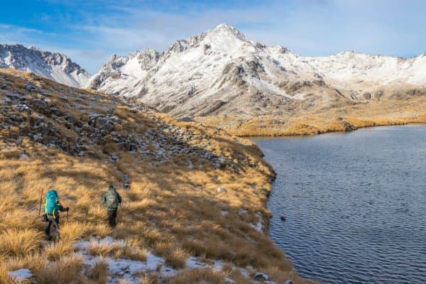 Hikers at Lake Angelus in Nelson Lakes National Park