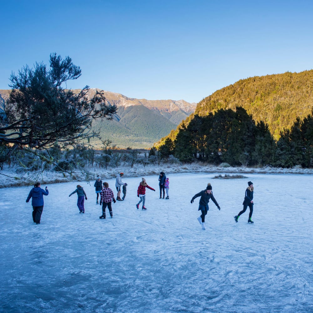 Iceskating at Teetotal in Nelson Lakes National Park