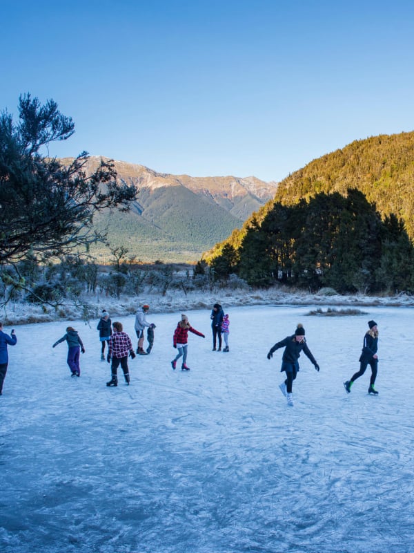 Iceskating at Teetotal in Nelson Lakes National Park