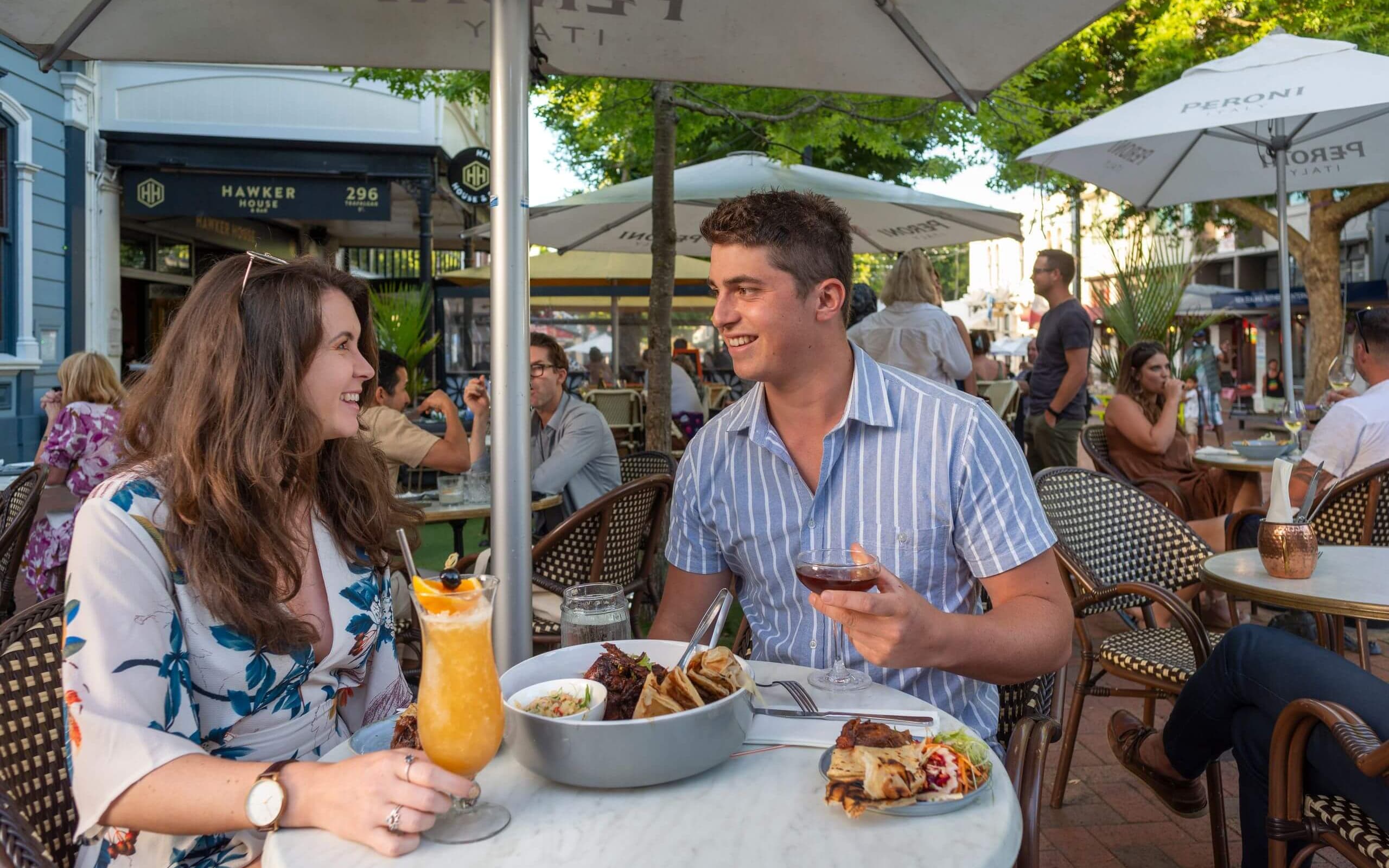 Couple dining Trafalgar Street
