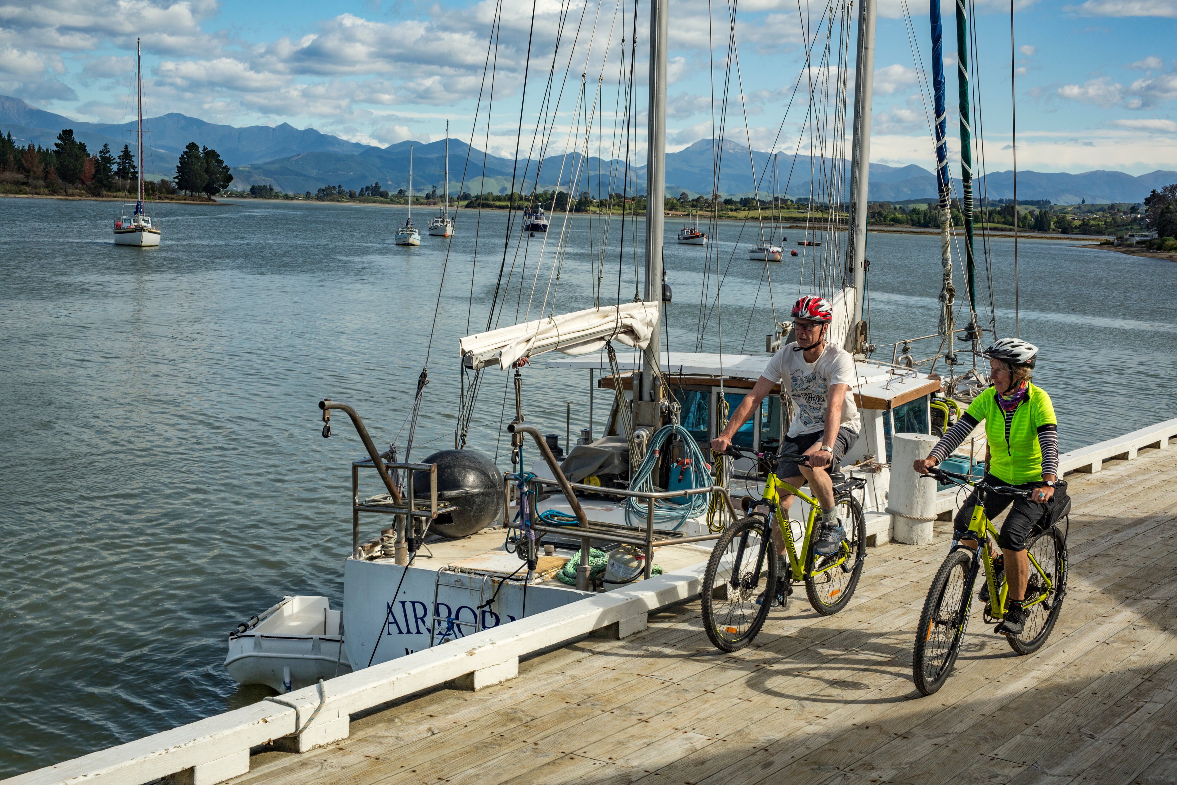 Cycling on Māpua Wharf, Great Taste Trail