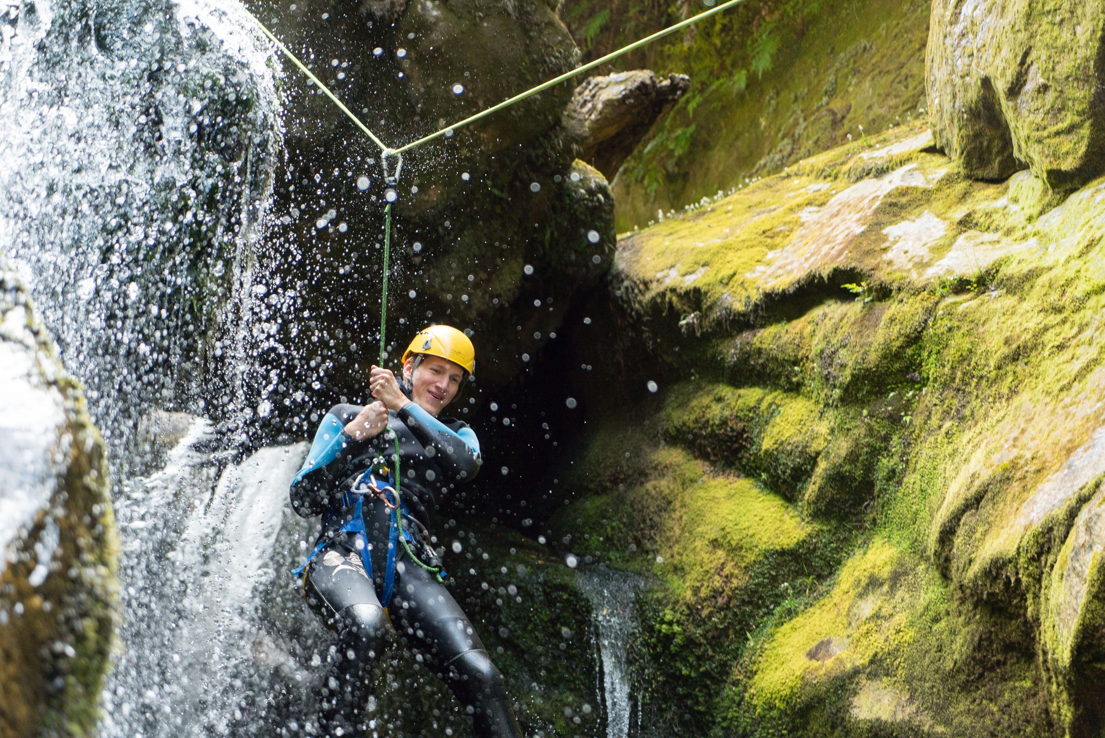 Zip line fun in Torrent River, Abel Tasman National Park