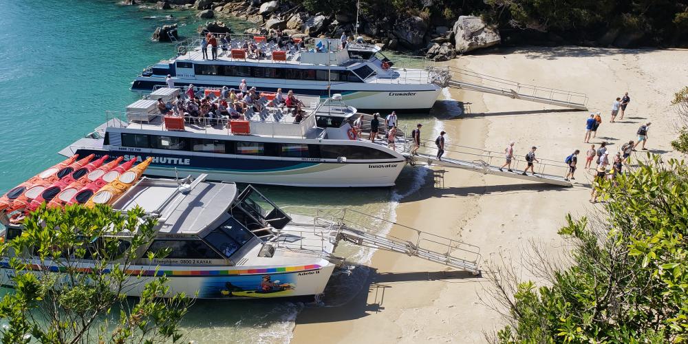 3 boats Medlands Beach 1 Abel Tasman Sea Shuttles