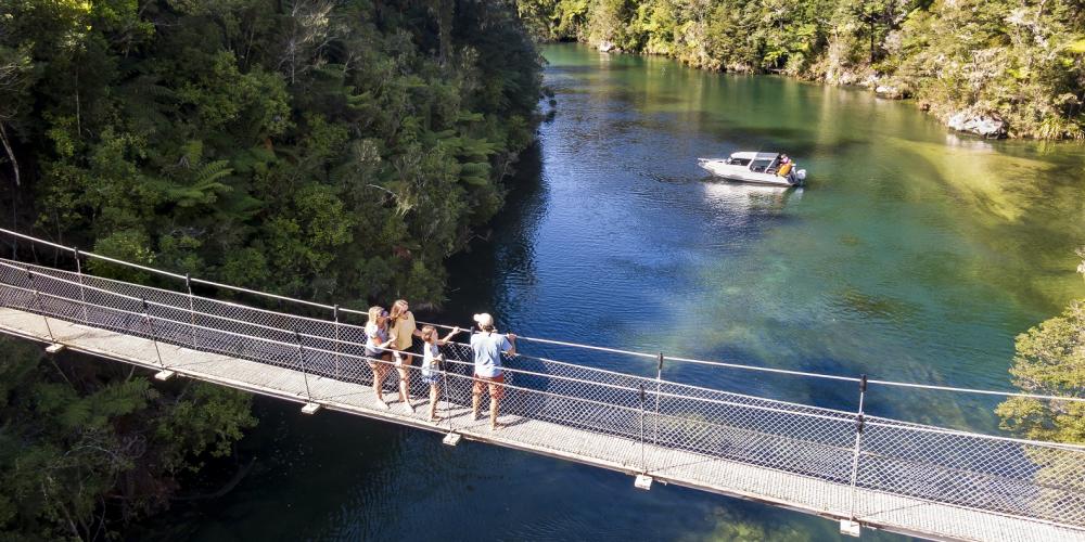 Falls River Swing Bridge 3 credit Abel Tasman AquaTaxi Falls River Swing Bridge
