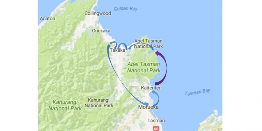 map ATGB Medium Day Tours in Nelson Tasman
