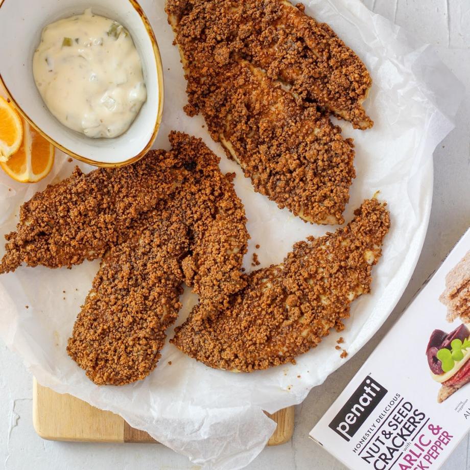 Garlic and black pepper crumbed snapper